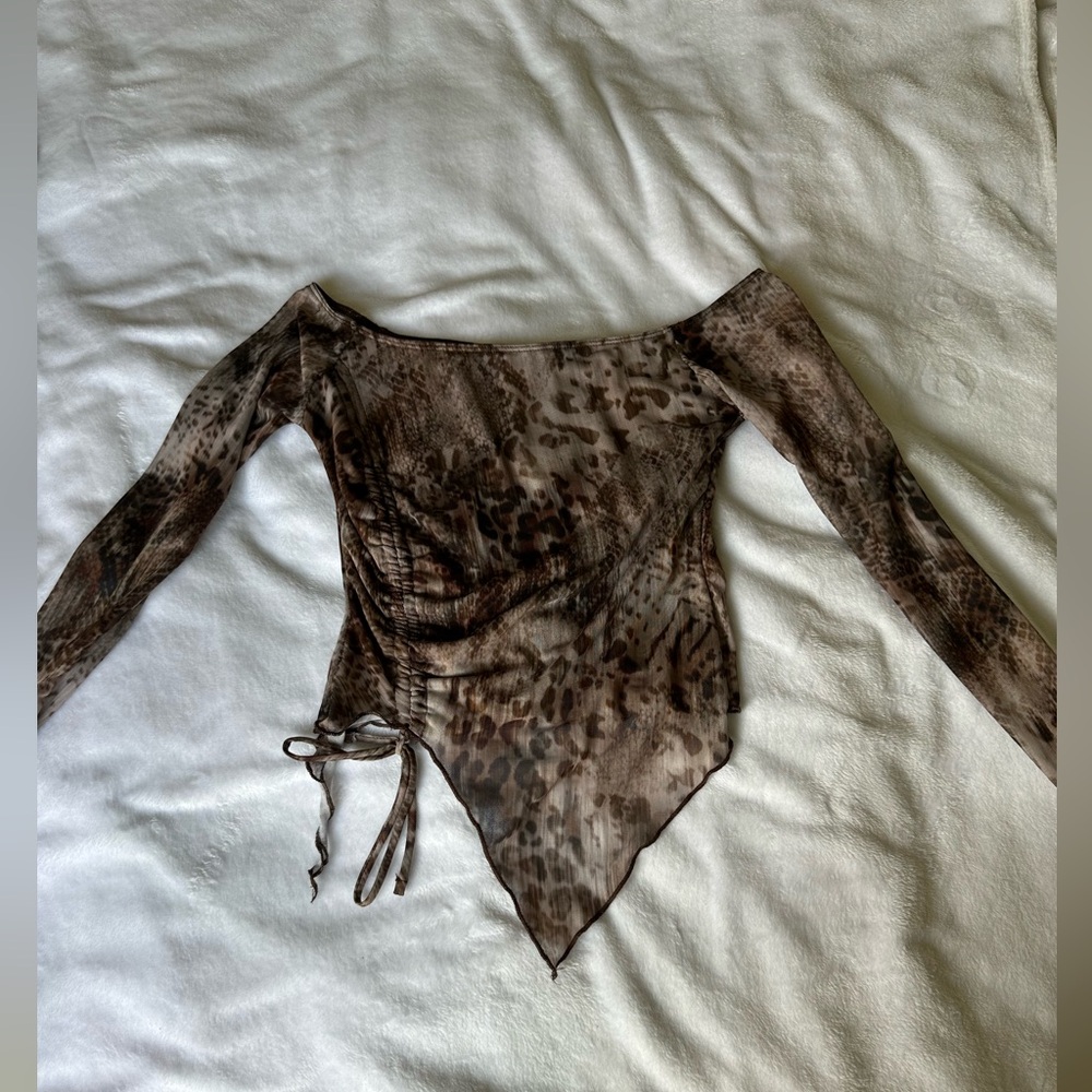 Windsor Brown Patterned Off-Shoulder Blouse